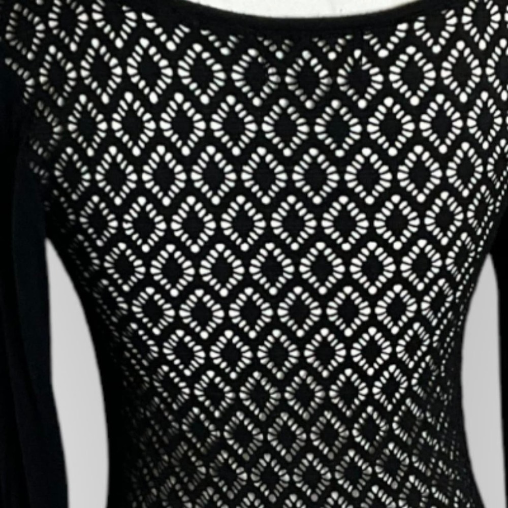 Aeropostale Stretch Woven Pointelle Back Long Sleeve Crewneck Tee Size S - Picture 3 of 6